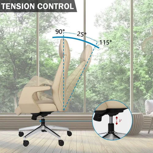 Miniatura 5 de Silla ejecutiva de escritorio de oficina con respaldo alto, ergonómica y ajustable, giratoria con soporte lumbar, reposabrazos acolchados perfectos
