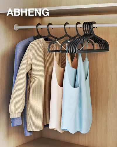 Miniatura 2 de ABHENG UAPY0530B - Paquete de 30 perchas para ropa, perchas de plástico antideslizantes, perchas que ahorran espacio, resistentes, para colgar ropa