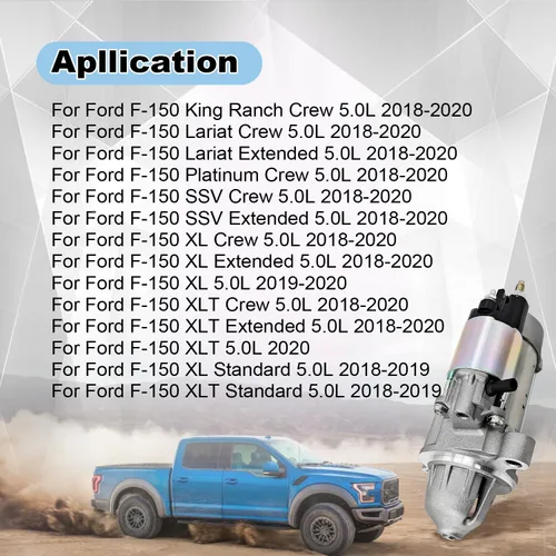 Miniatura 3 de JL3Z-11002-A Arrancador para Ford F-150 V8 5.0L 2018-2020 Reemplazar 438000-3950 JL3Z-11002-AB TN438000-3950