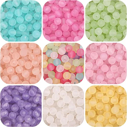 Miniatura 5 de 230 cuentas redondas acrílicas de 0.315 pulgadas (0.315 in), color rosa claro mate esmerilado para hacer joyas de bricolaje