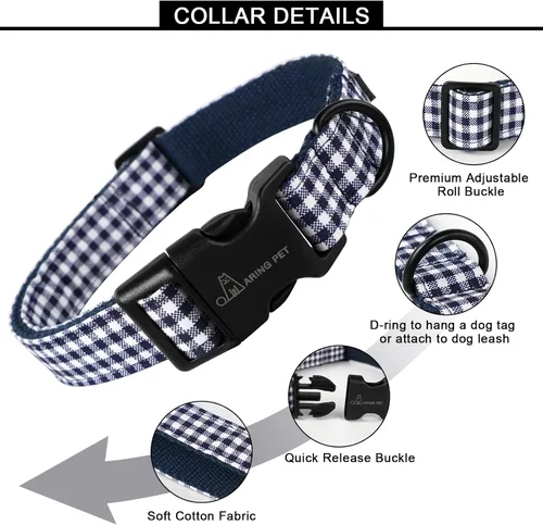 Miniatura 37 de Aring Pet Collar de algodón, lindo, con hebilla de liberación rápida, para bodas, para perros pequeños, medianos y grandes, rosa Terciopelo rosa