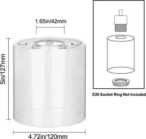 Miniatura 2 de 1 cilindro de pantalla de vidrio transparente, pantalla de repuesto para lámpara colgante, lámpara de pie, lámpara de escritorio, apliques de pared