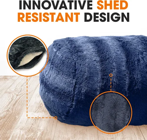 Miniatura 6 de Cheer Collection Almohadas cilíndricas de piel sintética – Almohadas cilíndricas decorativas suaves para cama o sofá, lavables a máquina, 8 x 24 Azul