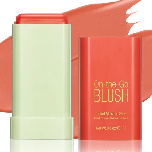 Miniatura 10 de Barra de rubor para mejillas – Varita de rubor de maquillaje en crema, barra hidratante sólida para tinte de mejillas, natural, mezclable