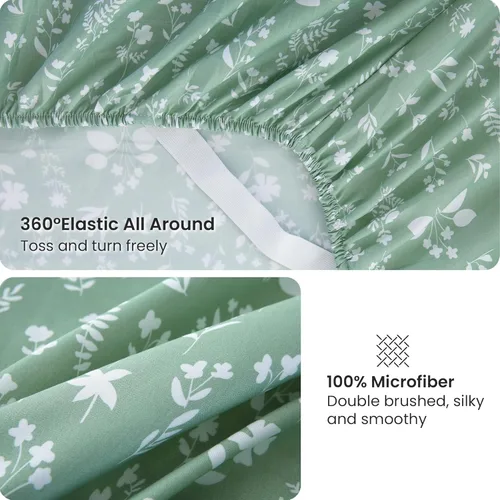 Miniatura 11 de Viviland Juego de sábanas de 3 piezas con estampado botánico de mariposas y flores rosas y moradas, sábanas de microfibra suave y transpirable