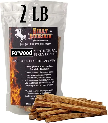 Billy Buckskin - Bastones de fuego de madera de fatwood de 2 libras, 100 % naturales para fogatas, fogatas, estufas de leña, chimeneas, barbacoa,