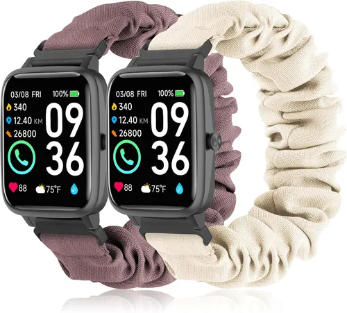 Miniatura 11 de Sunnyson Correas de 0.866 in para reloj inteligente Veryfit IDW13/IDW16/IDW19/IDW26/IDW28, paquete de 2 correas elásticas de tela elástica
