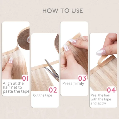 Miniatura 7 de WENNALIFE Rollo de cinta de extensión de cabello de doble cara, cinta transparente para extensiones de cabello, cinta sin residuos en reemplazo