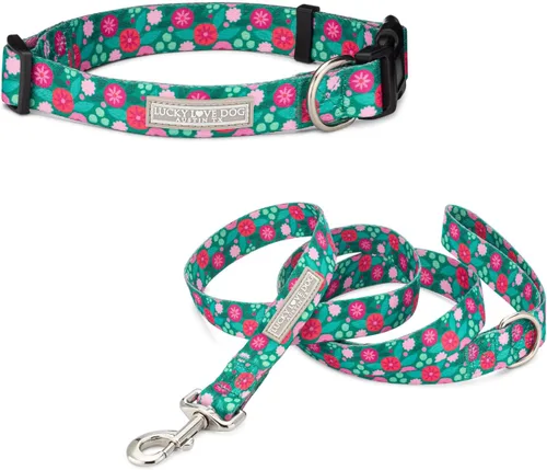 Miniatura 21 de Lucky Love Dog - Collar para perras pequeñas, diseño Blackbird de estampado alegre con flores de primavera y verano, talla XS