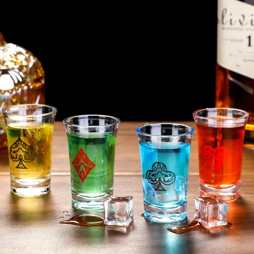 Miniatura 4 de Chuangdi 24 vasos de chupito de casino para decoración de fiesta, 1.2 onzas de acrílico de póquer, divertidos vasos para fiestas temáticas de casino