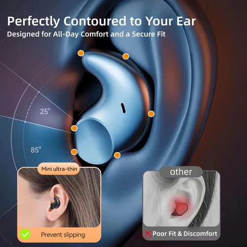 Miniatura 2 de M52 Auriculares para Dormir con Pantalla de Energía, Mini Auriculares Invisibles para Personas que Duermen de Lado, Auriculares Inalámbricos