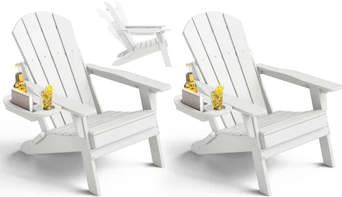 Miniatura 22 de NAVINE Juego de 4 sillas Adirondack ajustables con soporte para tazas, sillas para hoguera de polietileno de alta densidad para todo tipo de clima