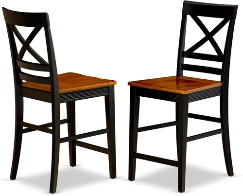 Miniatura 4 de East West Furniture QUC-BLK-W Quincy - Sillas de comedor de cocina, sillas de asiento de madera con respaldo cruzado, juego de 2, color negro