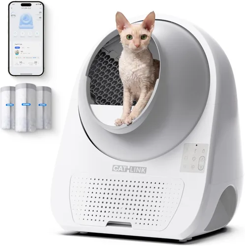 Miniatura 11 de CATLINK - Caja de arena automática para gatos autolimpiante, color gris, caja de arena robótica con monitoreo de salud, hogares con varios gatos