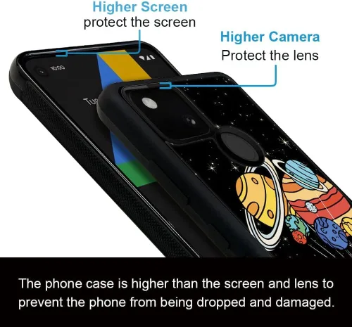 Miniatura 3 de Funda compatible con Google Pixel 4A 5G, sistema solar de globo alienígena, diseño de patrón increíble, a prueba de golpes, antiarañazos, carcasa
