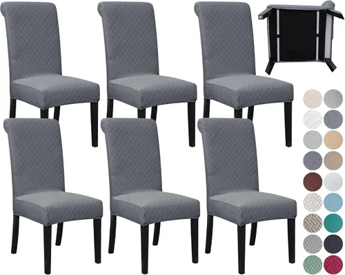 Miniatura 31 de SPRINGRICO Paquete de 2 fundas para sillas de comedor con cinturón de seguridad, fundas elásticas para sillas Parsons lavables, fundas protectoras