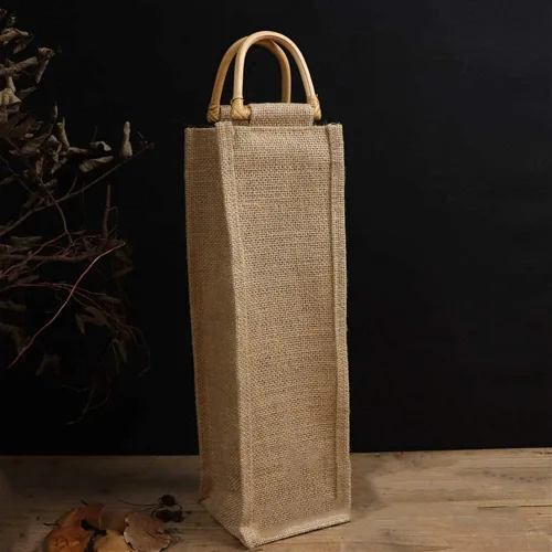 Miniatura 5 de Vpang Bolsa ecológica para botella de vino de arpillera con mango de bastón, bolsa de yute para embalaje de regalo, dulces, decoraciones navideñas
