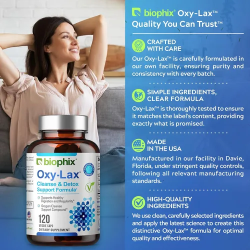 Miniatura 7 de biophix Oxy-Lax 750 mg 120 Vcaps - Laxantes naturales para el estreñimiento ocasional - Laxante de magnesio con magnesio oxigenado - Limpieza