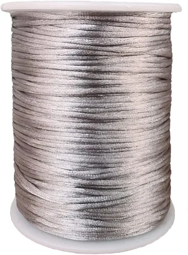Miniatura 61 de 2.0mm Hilo de Cordón de Seda de Nylon para Cuentas de Macramé, Pulseras, Nudos Chinos, Collares, Joyería 109 Yardas (Verde Oscuro)