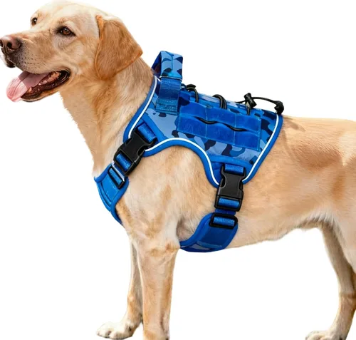 Miniatura 37 de Arnés táctico para perros grandes, chaleco reflectante ajustable sin tirones con sistema Molle, control de grado militar K9 para entrenamiento