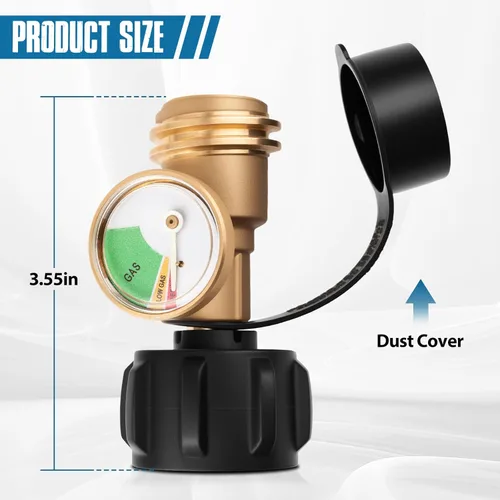 Miniatura 2 de Siziviki Paquete de 2 medidores de tanque de propano con detector de fugas, indicador de nivel universal para tanques de 5 a 40 libras, conector
