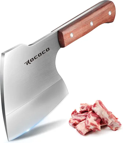 Miniatura 9 de ROCOCO Cuchillo de corte de huesos, cuchillo de carnicero de hueso de carne forjada a mano, hacha de cortar, idea de regalo de Acción de Gracias