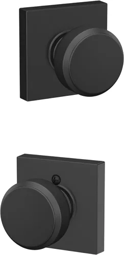 Miniatura 23 de SCHLAGE F51A BWE 622 - Pomo de puerta Bowery, cerradura de entrada con llave, color negro mate Mate negro