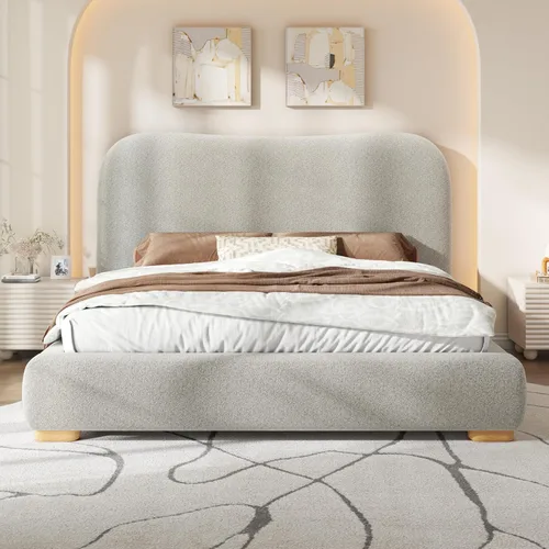 Miniatura 12 de Jocisland Base de cama de nube de tamaño Queen, cabecera curvada de 7.1 pulgadas de grosor, esquinas redondeadas suaves, diseño seguro para niños