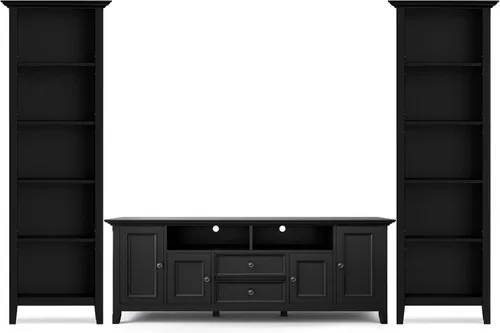 Miniatura 23 de SIMPLIHOME Amherst - Soporte de TV de transición de madera maciza de 72 pulgadas de ancho, estilo rústico marrón envejecido, para televisores