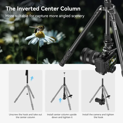 Miniatura 4 de SmallRig CT180 Trípode de Video, Trípode de Cámara de 72" Monopie con Cabezal Fluido, Trípode de Cámara de Aluminio, Cabezal Fluido Panorámico