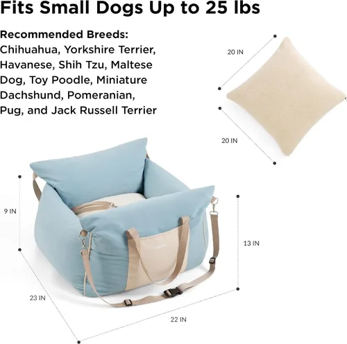 Miniatura 4 de Lesure Asiento de automóvil para perros pequeños - Asiento elevador suave para perros con bolsillo de almacenamiento y correa de seguridad con clip