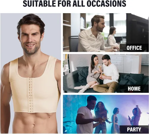 Miniatura 5 de Chaleco de corsé de ginecomastia para hombre, ajustable, de compresión, para ocultar los Moobs