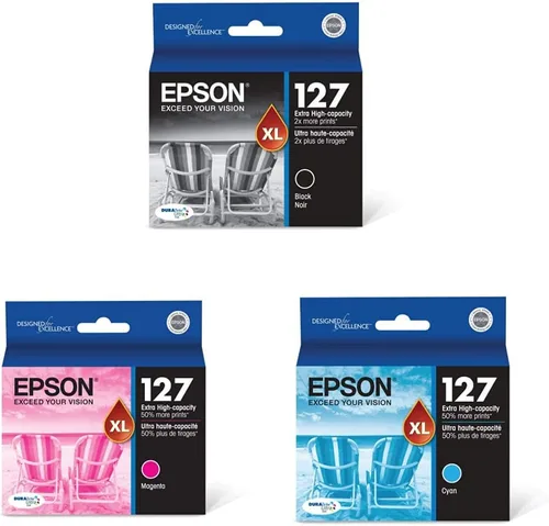 Epson T127 DURABrite Ultra Ink Cartucho negro de capacidad estándar (T127120-S) para determinadas impresoras Stylus y fuerza de trabajo y Epson