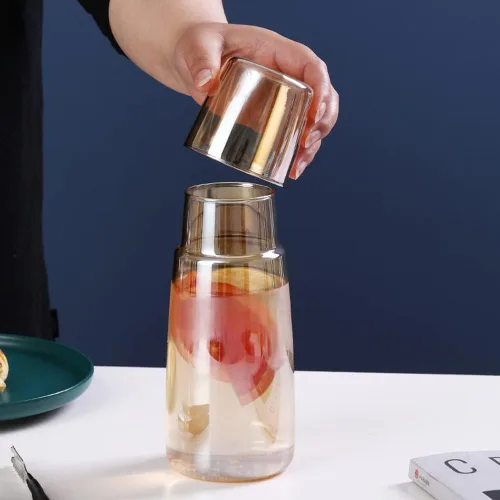 Miniatura 3 de Yalucky Juego de jarras de agua de noche con vaso, jarra de noche y juego de vidrio para mesita de noche, dormitorio, habitación de invitados