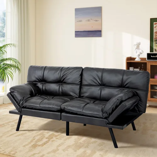 Miniatura 11 de MUUEGM Sofá cama futón de espuma viscoelástica, moderno sofá de oficina, cama convertible para espacios pequeños, apartamento, oficina, con respaldo