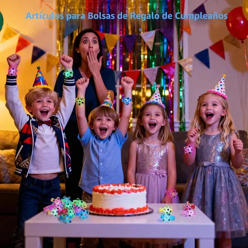 Miniatura 2 de Paquete de 12 pulseras giratorias con luz LED, recuerdos de fiesta para niños de 4 a 8 a 12, suministros de fiesta que brillan en la oscuridad