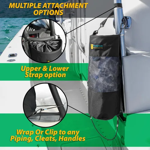 Miniatura 4 de Mangrove Products: Bote de basura portátil para barco, bolsa de basura reutilizable, equipo de navegación, almacenamiento de barcos, accesorios Negro