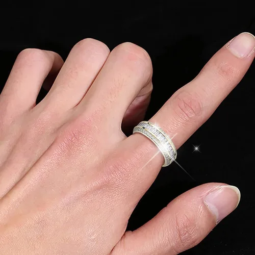 Miniatura 2 de Anillo de boda nupcial con diamantes de imitación CZ para mujer, anillos de compromiso con diamantes de imitación, joyería, Plata de ley Acero Oro