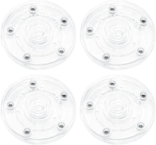 Miniatura 10 de 4 Piezas Negro 2 pulgadas Acrílico Lazy Susan Organizador Giratorio de Mesa con Rodamientos - Placa Giratoria Redonda para Estante de Especias