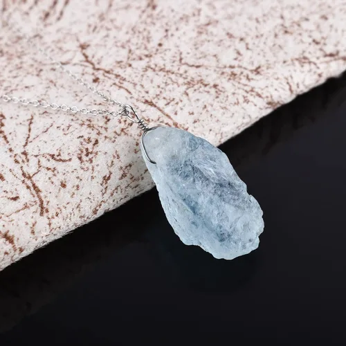 Miniatura 3 de Collar con colgante de piedras preciosas, piedra de energía áspera, cristales curativos de chakras, plata esterlina 925, chapado en rodio, piedra