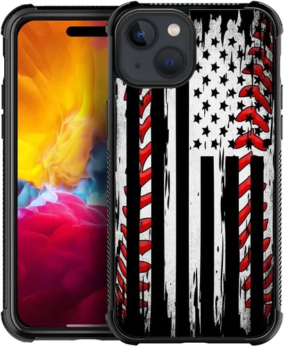Miniatura 131 de Funda compatible con iPhone X/XS, diseño de bandera estadounidense de béisbol, TPU suave, a prueba de golpes, de vidrio templado, para iPhone X/XS