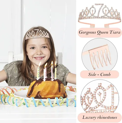 Miniatura 108 de Decoraciones de cumpleaños de 30 años para ella, banda y corona de cumpleaños de 30 años, adorno para pastel de cumpleaños y velas, tarjeta