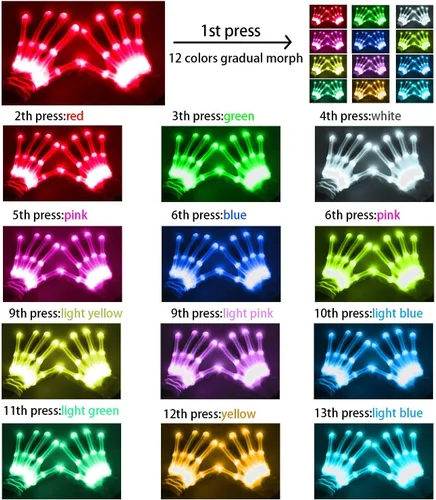 Miniatura 3 de Guantes LED iluminados para niños, juguetes geniales para niños de 8 a 12 años, niñas, accesorios de disfraces de Halloween multicolores, regalos