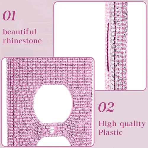 Miniatura 3 de Kathfly 10 fundas de enchufe de diamantes de imitación rosas, placas de pared decorativas brillantes para enchufes eléctricos, cubiertas de enchufe