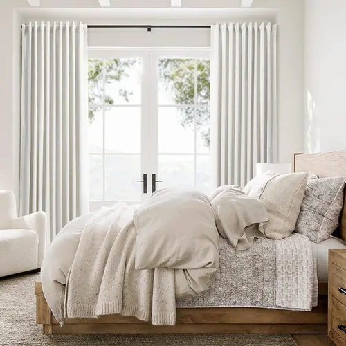 Miniatura 6 de Natural Linen 100% Blackout Curtains for Bedroom 98 Inch Length 2 Panels Set Back Tab Cream Neutral Farmhouse Living Room Darkening Curtain Track