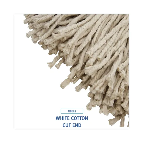 Miniatura 4 de Boardwalk BWK724CCT Cabeza de trapeador húmedo de algodón plano de corte de 24 oz. - Blanco (12/caja)