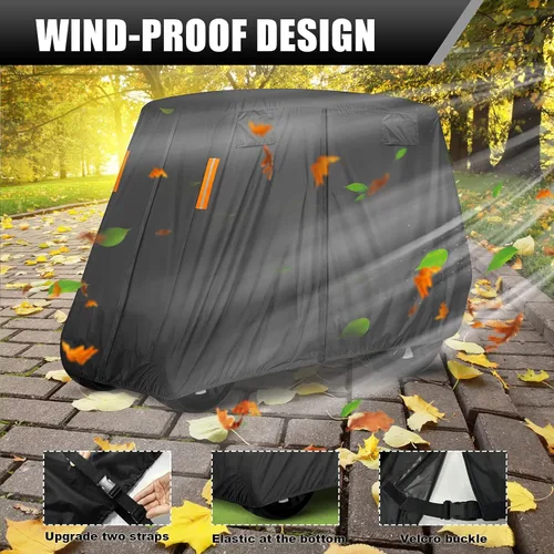 Miniatura 5 de 600D - Funda para carrito de golf de 4 + 2 plazas para 6 pasajeros, cubierta de carrito de golf para 4 pasajeros, techo extendido para 4 pasajeros