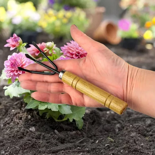 Miniatura 2 de Gardenera Bonsái - Juego de herramientas de jardinería de 3 piezas: rastrillo, pala, pala, asas de madera, el mejor kit para el cuidado de plantas