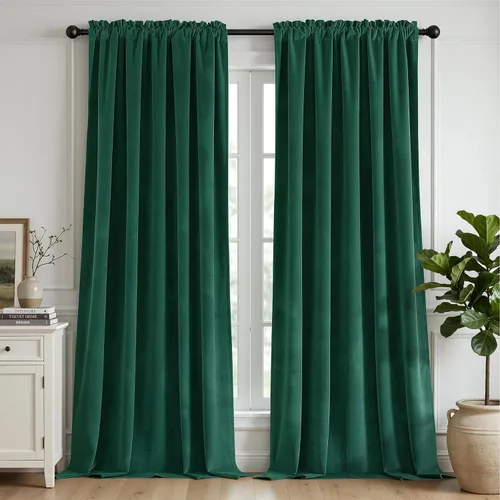 Miniatura 13 de CUCRAF Cortinas opacas de terciopelo negro de 63 pulgadas de largo, con aislamiento térmico, reducción de ruido, bolsillo para barra, cortinas