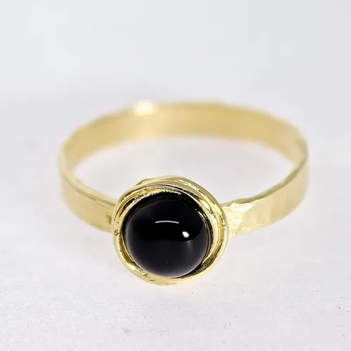 Miniatura 57 de Anillo de oro de piedras preciosas, anillo de piedra chapada en oro de 14 quilates, anillo de piedra apilable, anillo de oro de piedra pequeña